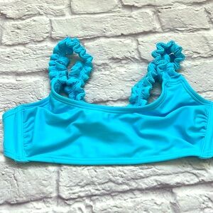 Blue bikini top stretch straps adjustable back